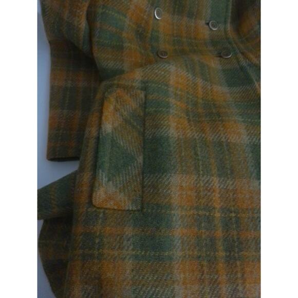 Vintage Junior Gallery Tartan Plaid Double Breasted Babydoll Style Coat Jacket - Picture 7 of 9